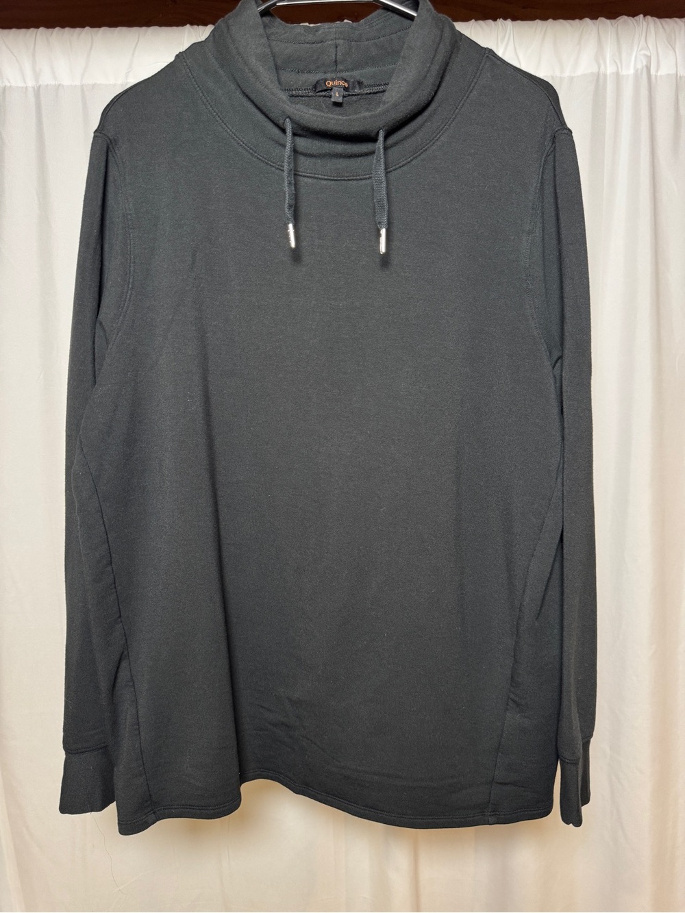 Quince Cowl Neck Drawstring Womens Pullover Sweater Black Size Large